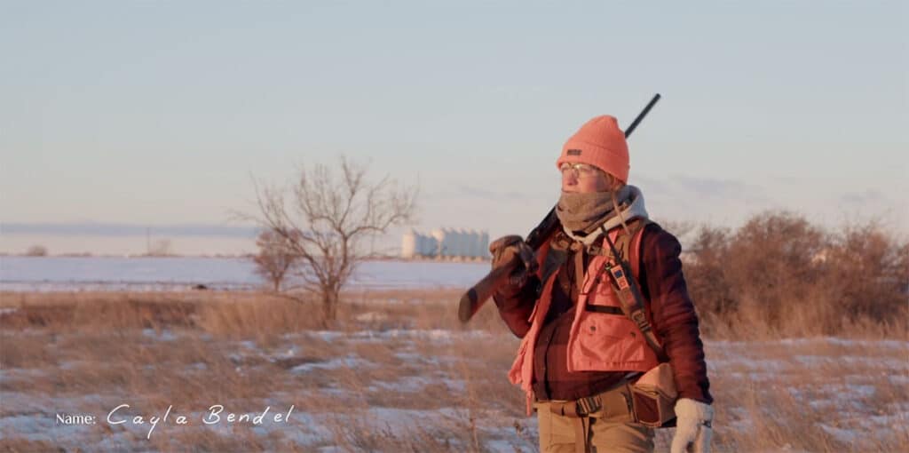 Cayla Bendel hunting pheasants in North Dakota