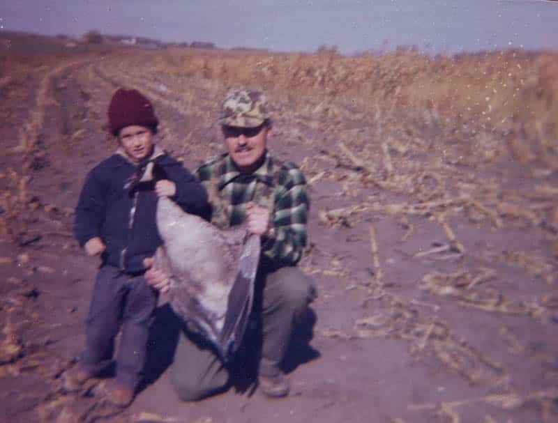 Mark from Modern Carnivore at age 5 with his dad on a first goose hunt