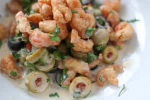 Fried Crayfish and Olive Salad