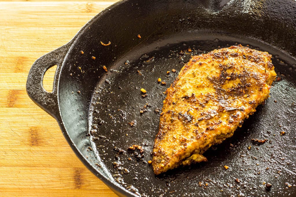 Wild turkey breast in cast iron pan