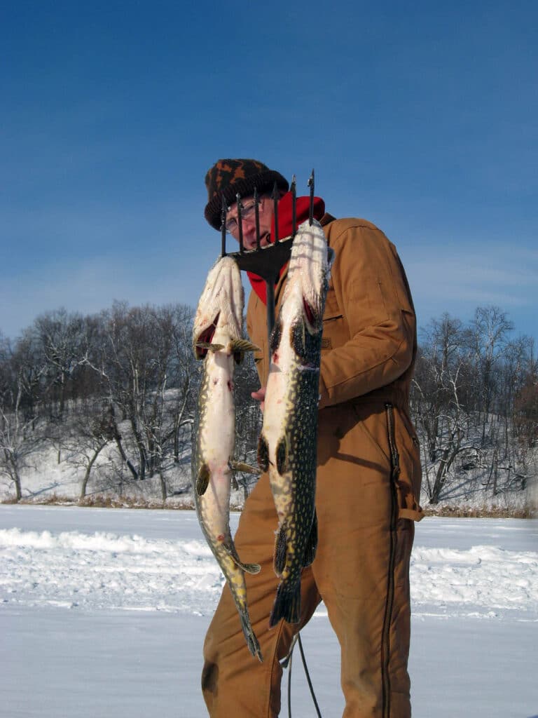 Jay Leitch darkhouse spearing - Hardwater Hunters on the Modern Carnivore Podcast